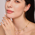 Gold Multicolor Baguette Glass Stone Ear Cuffs Beaded Edge view 4