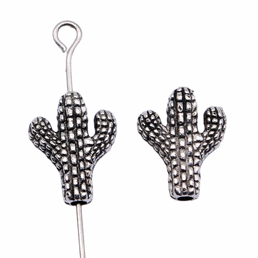 12x10mm 0.7g Antique Silver Zinc Alloy Cactus Loose Metal Beads for DIY Bracelet Necklace Making