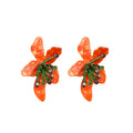 Beaded Flower Statement Stud Earrings - 2 Styles Polished Decorative Design view 5