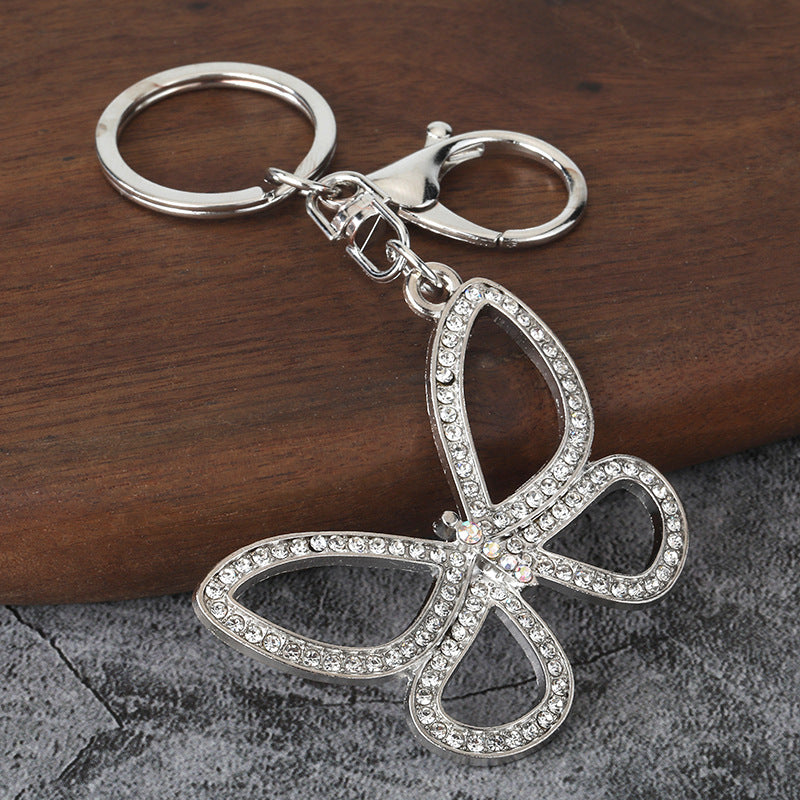 Hollow Butterfly Rhinestone Keychain Metal Car Key Ring Bag Charm