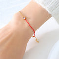 Gold Red Cord Birthstone Bracelet with Round Zircon Charm view 12