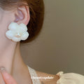 White Flower Pearl Clip On And Stud Earrings With Decorative Details view 3