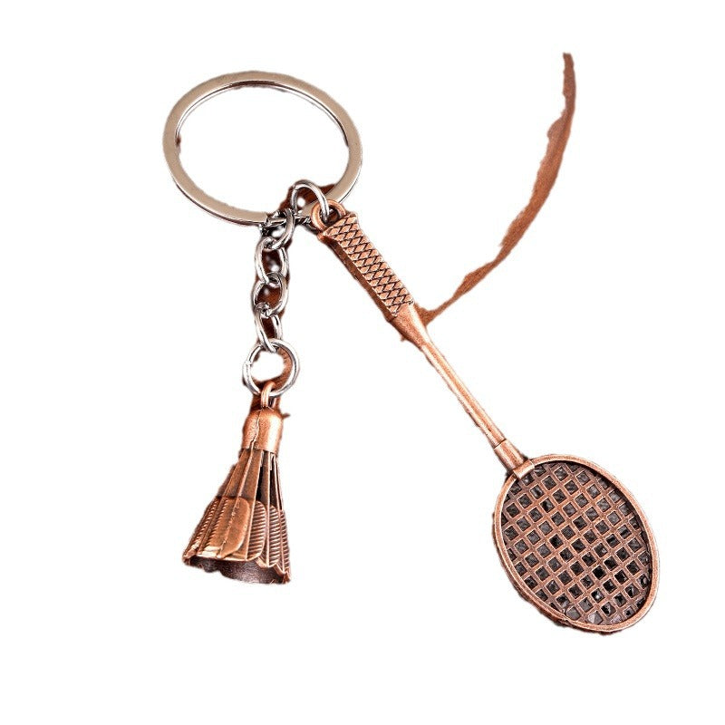 Sports Ball and Racket Metal Keychain for Golf Tennis Ping Pong Gifts