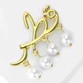 Gold Pray Script Pearl Drop Brooch in 1 Style Metal Pin view 2
