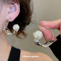 Gold Tone Swirl Pearl Statement Stud Earrings For Women view 4