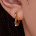 Gold Heart Outline Zircon Huggie Earrings Multi Color view 4