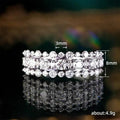 Silver Three Row Round CZ Band Finger Ring Sizes 6-10 view 5