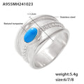Wide Rope Band Ring Oval Turquoise Tiger Eye Steel view 7