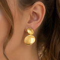 Double Disc Drop Earrings in Gold and Silver Tone Finishes view 3