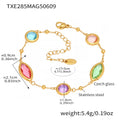 Gold Czech Glass Oval Round Bezel Bracelet Six Colors view 6