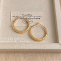 Gold Tone Textured Round Hoop Earrings In Two Graduated Sizes view 6