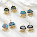 Gold Tone Ocean Animal Pressed Flower Drop Earrings in Fifteen Designs view 5