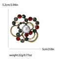 Layered Crystal and Pearl Flower Brooch in 2 Color Styles view 6