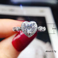 Silver Heart Clear CZ Halo Marquise Side Accent Ring view 5