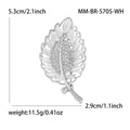 Cat Eye Leaf Brooch Rhinestone Vein Accent Pin Metal Pin view 6