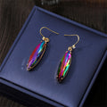 Gold Tone Long Faceted Crystal Hook Earrings in Three Colors view 3