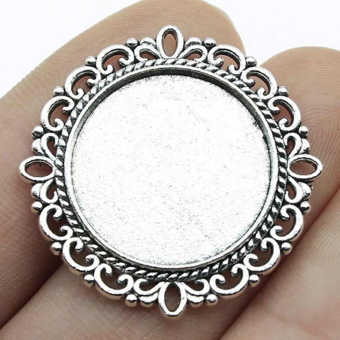 Ornate Round Cabochon Settings in Two Antique Finishes