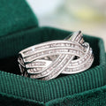 Silver Tone Interwoven Baguette Crystal Wide Statement Ring view 3
