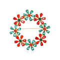 Rhinestone Flower Wreath Brooch Crystal Circle Pin Four Colors view 1
