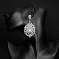 Aqua Silver Tone Green Ornate Teardrop Openwork Crystal Three Designs Metal Dangle view 4