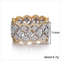 Wide Two-Tone Woven Lattice Statement Ring With Clear Stones view 5