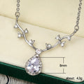 Silver Tone Antler Teardrop Pendant Necklace With Polished Clear Stone Detail view 5