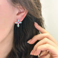 Multicolor Crystal Cross Hoop Earrings with Distinctive Textured Details view 4