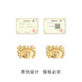 Gold Crab Stud Earrings Clear Crystal Coin Center Pair view 3