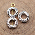 Radiating Texture Ring Metal Beads in Antique Silver Tone view 2