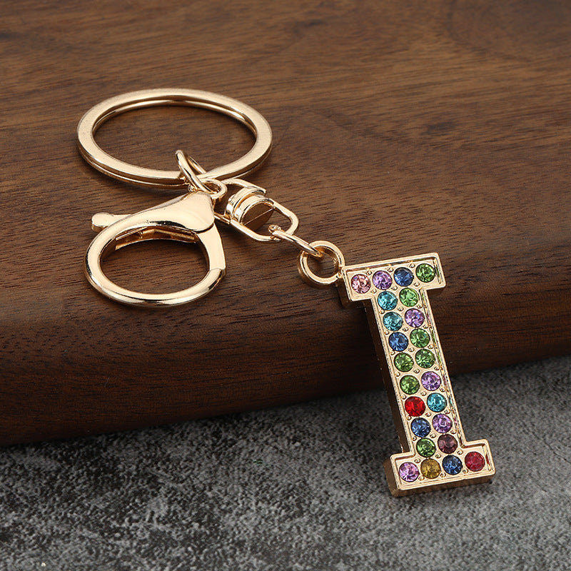 Colorful Rhinestone Letter Keychain Alphabet Bag Charm for Initials