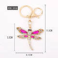 Rhinestone Dragonfly Keychain Gold Tone Crystal Bag Charm view 4