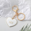 Gold Tone Black and White MR and MRS Heart Keychains view 5