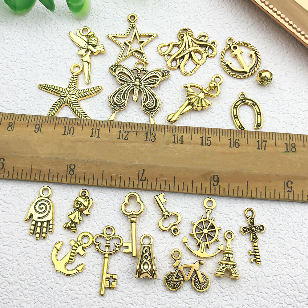 Plated Iron Starfish Butterfly Cross Charm Pendant for DIY Bracelet Keychain Jewelry