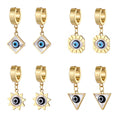 Gold Huggie Hoop Evil Eye Drop Earrings 7 Shape Styles view 5