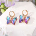 Gold Tone Faceted Crystal Butterfly Huggie Drop Earrings in Seven Colors view 2