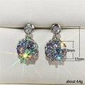 Round Solitaire Halo Drop Earrings In Polished Silver Tone view 5