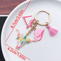 Pink Western Hat Floral Longhorn Metal Keychain Set view 6