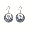 Silver Horse Forest Crescent Pendant Necklace Drop Earrings view 6