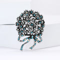 Hydrangea Bouquet Brooch With Bow in Blue or Gold Tone view 4