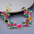 Multicolor Ornate Necklace and Stud Earring Jewelry Set view 2