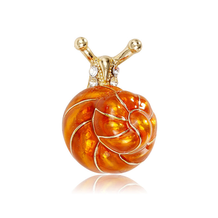 Orange Snail Enamel Two Designs Metal Brooch Pin for Jackets and Lapels