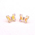 Gold Tone Faceted Crystal Butterfly Stud Earrings in Five Colors view 9