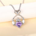 Silver Tone Claddagh Heart Necklace With Purple Heart Stone view 3
