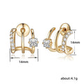 Double-Arc Clear Stone Stud Earrings In Polished Gold Tone view 4