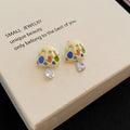 Multicolor Paint Palette Clear Teardrop Stud Earrings view 4