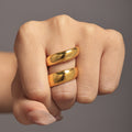 Gold Tone S Curve Spiral Wrap Open Band Ring Stainless Steel view 2