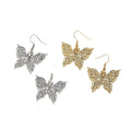 Filigree Butterfly Dangle Earrings Gold Silver Tone 2 Styles view 4