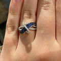 Silver Tone Blue And Clear Crossover Geometric Ring view 4