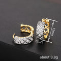 Two Tone Lattice Crystal Pavé Huggie Hoop Earrings view 4