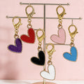 Enamel Heart Keychain Gold Lobster Clasp Six Colors view 4